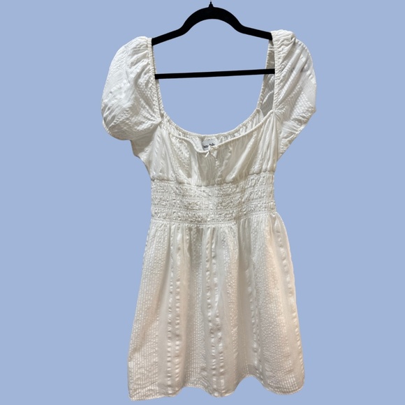 Aritzia Coquette White Puff Sleeve Kay Babydoll Dress - Picture 1 of 7